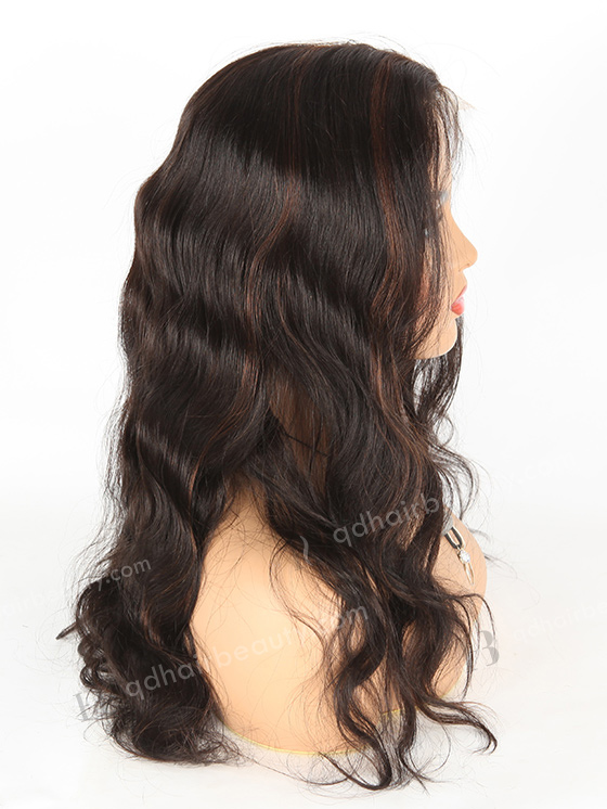 In Stock Indian Remy Hair 20" Body Wave 1b/4# Highlights Color Full Lace Wig FLW-01895
