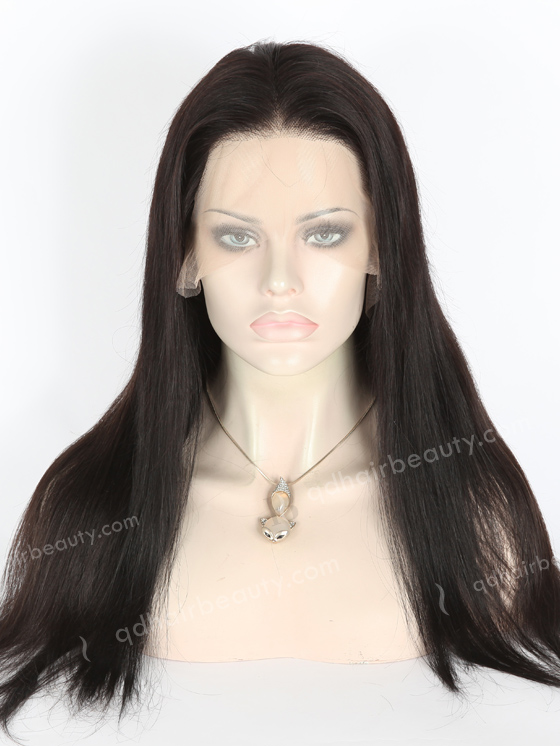 In Stock Indian Remy Hair 18" Straight 1b# Color Lace Front Wig MLF-01001