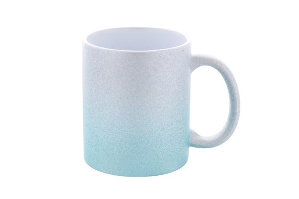 11 oz. Silver & Light blue Glitter Mug