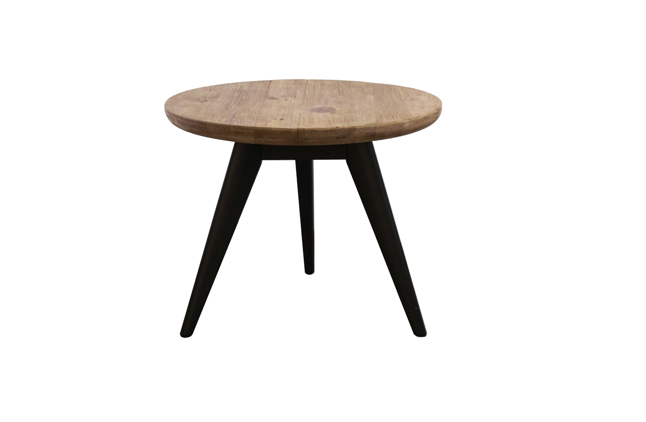 AH954 Solid wood round end table with black legs