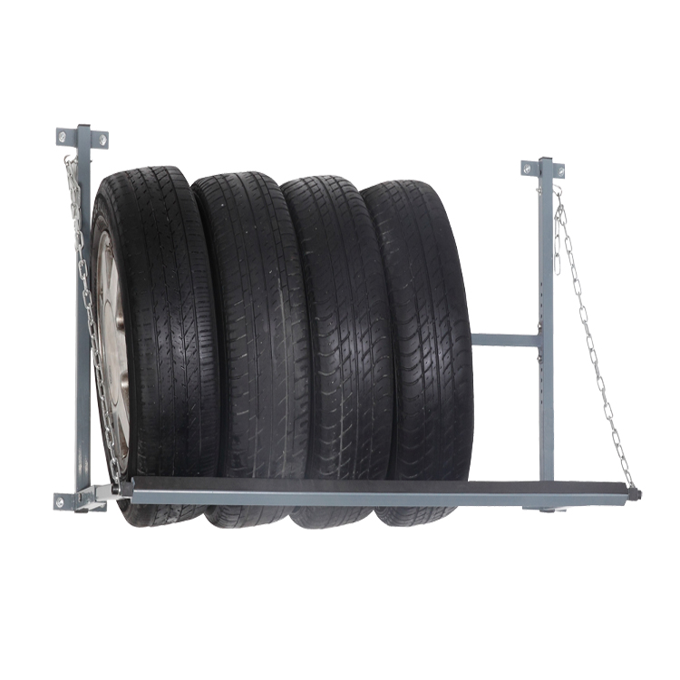 JH-Mech Tire Rack Supplier-Silver Folding Wheel Storage Rack Space Saving Tire Rack