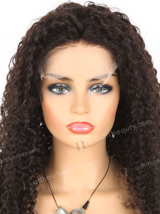 In Stock Brazilian Virgin Hair 22" Tight Curly Natural Color Lace Closure Wig CW-04009