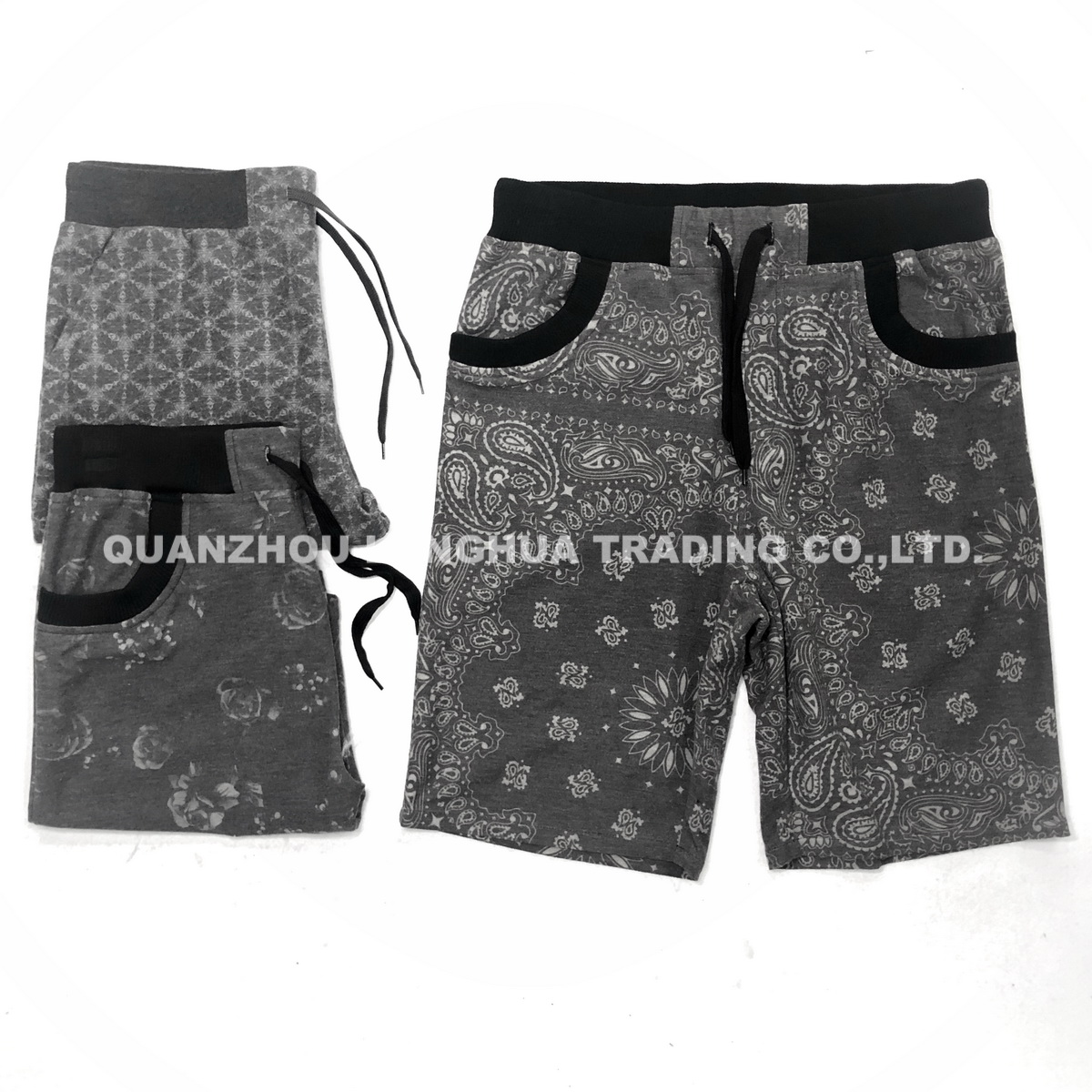 Men and Boys Shorts With Printing Grey Apparel Jeans Trousers Kids Wear Pants Casual Knitwear T/C Terry