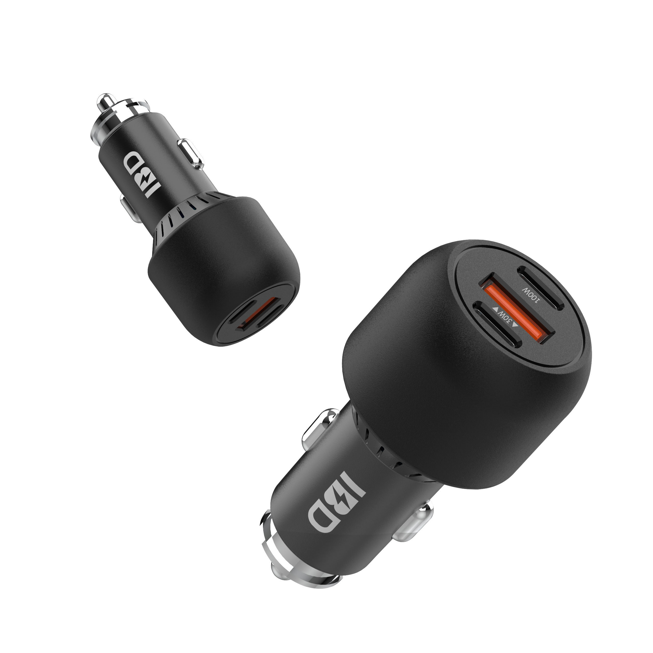 IBD350-1U2C130W 3 Port QC3.0&2PD Car Charger For Mobile Phone.