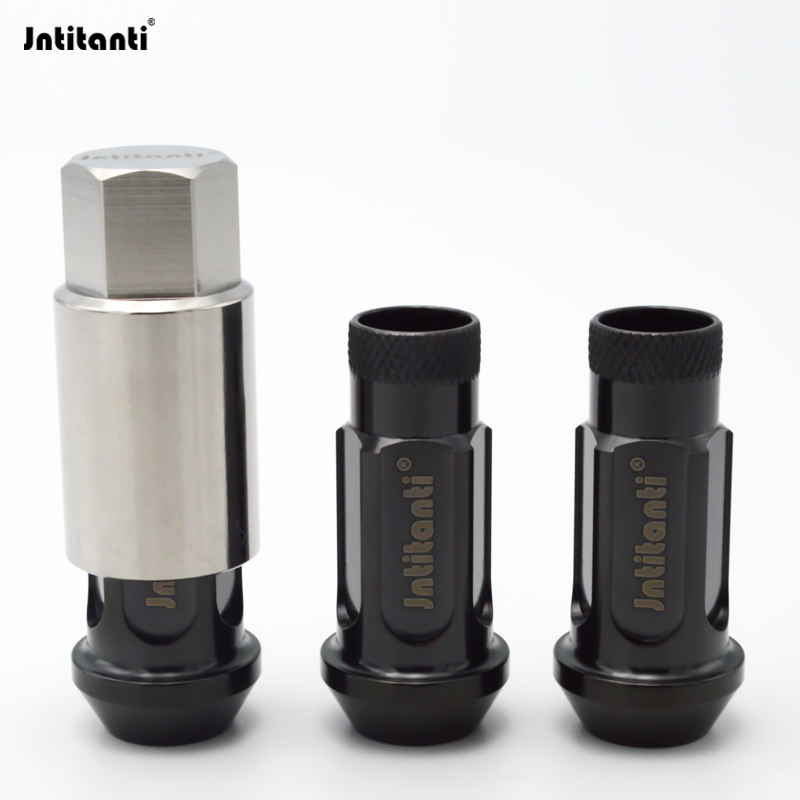 Jntitanti 10.9 Grade knurled customized color anti-theft Gr.5 titanium wheel nut M14*1.25*48mm