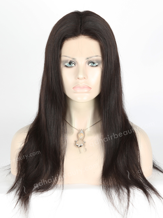 In Stock Malaysian Virgin Hair 18" Straight Natural Color Silk Top Full Lace Wig STW-319