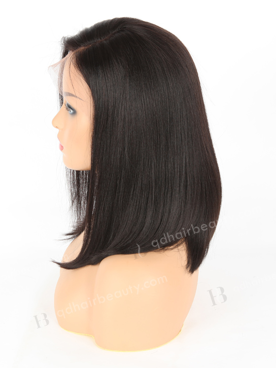 In Stock Indian Remy Hair 12" BOB+YAKI Color #1b Lace Front Wig MLF-01011