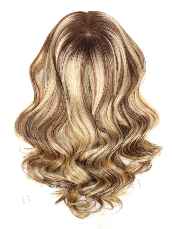 European Virgin Hair 16" One Length Bouncy Curl T4/22# with 4# Highlights 8"×8" Silk Top Weft Hair WR-TC-037