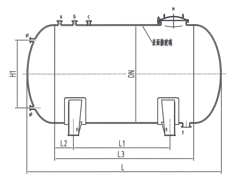 W type horizontal glass-lined storage tank