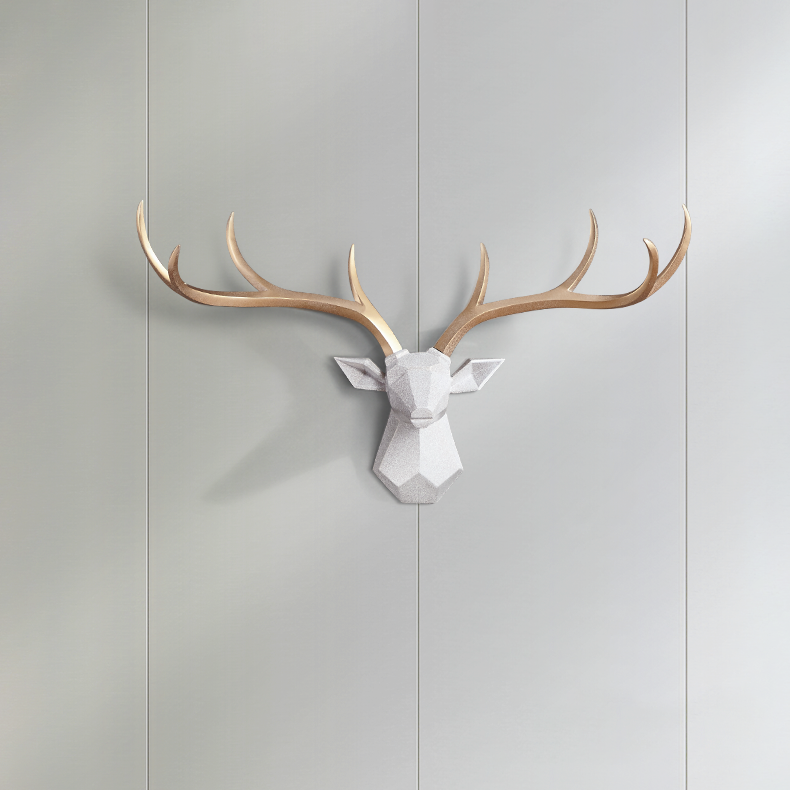 Resin Faux Deer Head Sculpture Decoration Life Like White Deer Head Art Wall Decorations For Home