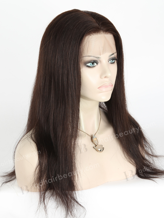 In Stock Chinese Virgin Hair 18" Natural Straight Color #2 Silk Top Full Lace Wig STW-713