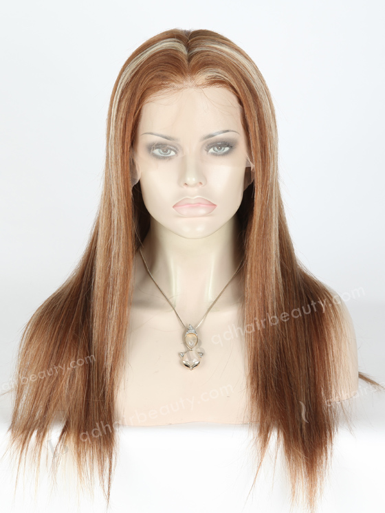 In Stock Brazilian Virgin Hair 18" Straight 6/8a/22# Highlights Lace Front Wig MLF-04026