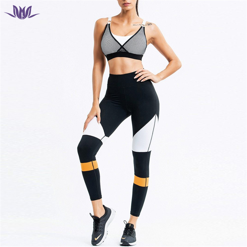 2021 customized high waist sexy sport bra and pants suit fitness workout yoga set for women