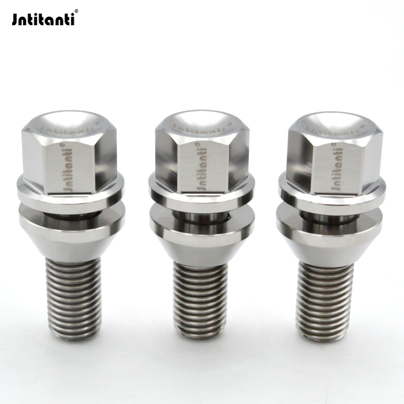 Jntitanti concaved head customized color Gr.5 titanium wheel bolt hub with floating washer for BMW