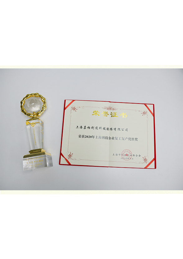 上海市科技企业联合会颁奖Awarded by Shanghai Federation of Science and Technology Enterprises