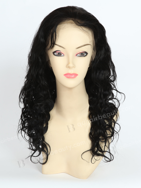Full Lace Wigs With Baby Hair On Sale Human Hair 16" Very Wavy 25mm 1# Color FLW-01202