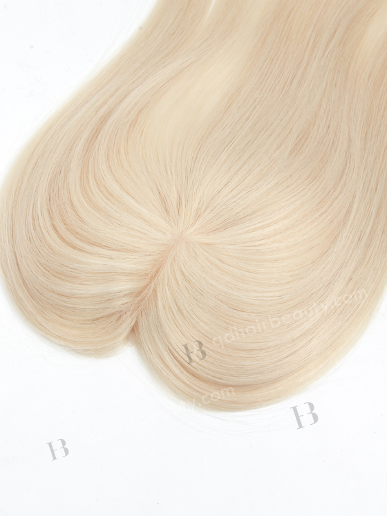In Stock 2.75"*5.25" European Virgin Hair 16" Straight White color Monofilament Hair Topper-084