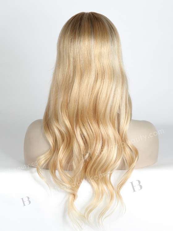 In Stock European Virgin Hair 18" Slight Wave T8/60/25/8# Highlights Color Silk Top Glueless Wig GL-08085