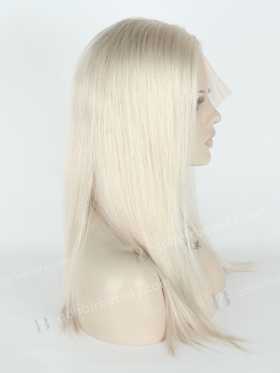 In Stock Brazilian Virgin Hair 16" Straight Silver Color Lace Front Wig MLF-04019