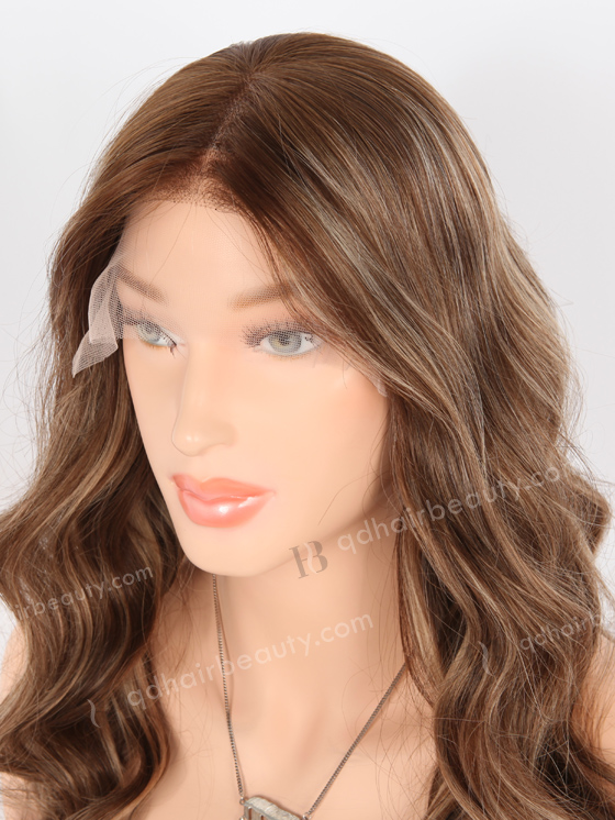 In Stock European Virgin Hair 20" Beach Wave Caramel Latte Color Lace Front Wig RLF-08014