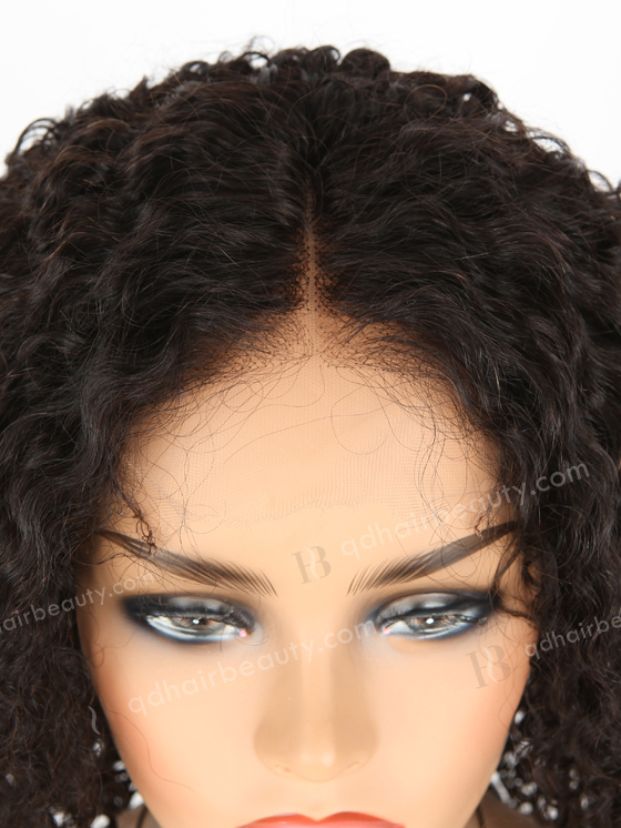 In Stock Indian Remy Hair 16" Tight Pissy Natural Color 5"×5" HD Lace Closure Wig CW-01011