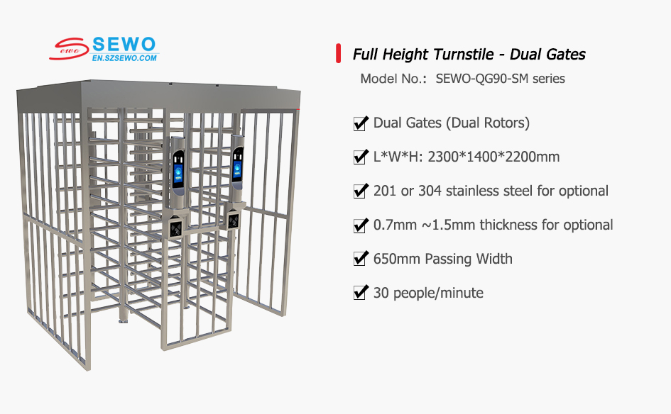 SEWO SEWO-QG90-SM Series Full Height Turnstile