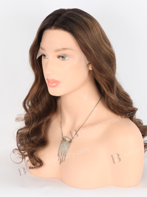 In Stock European Virgin Hair 20" Beach Wave T2/10# With T2/8# Highlights Color Lace Front Wig RLF-08033