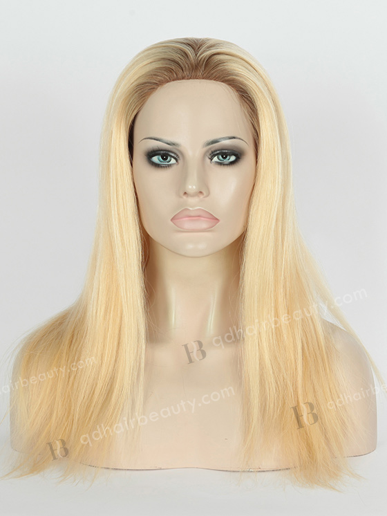 In Stock European Virgin Hair 16" Straight T9/613# Color Silk Top Glueless Wig GL-08047