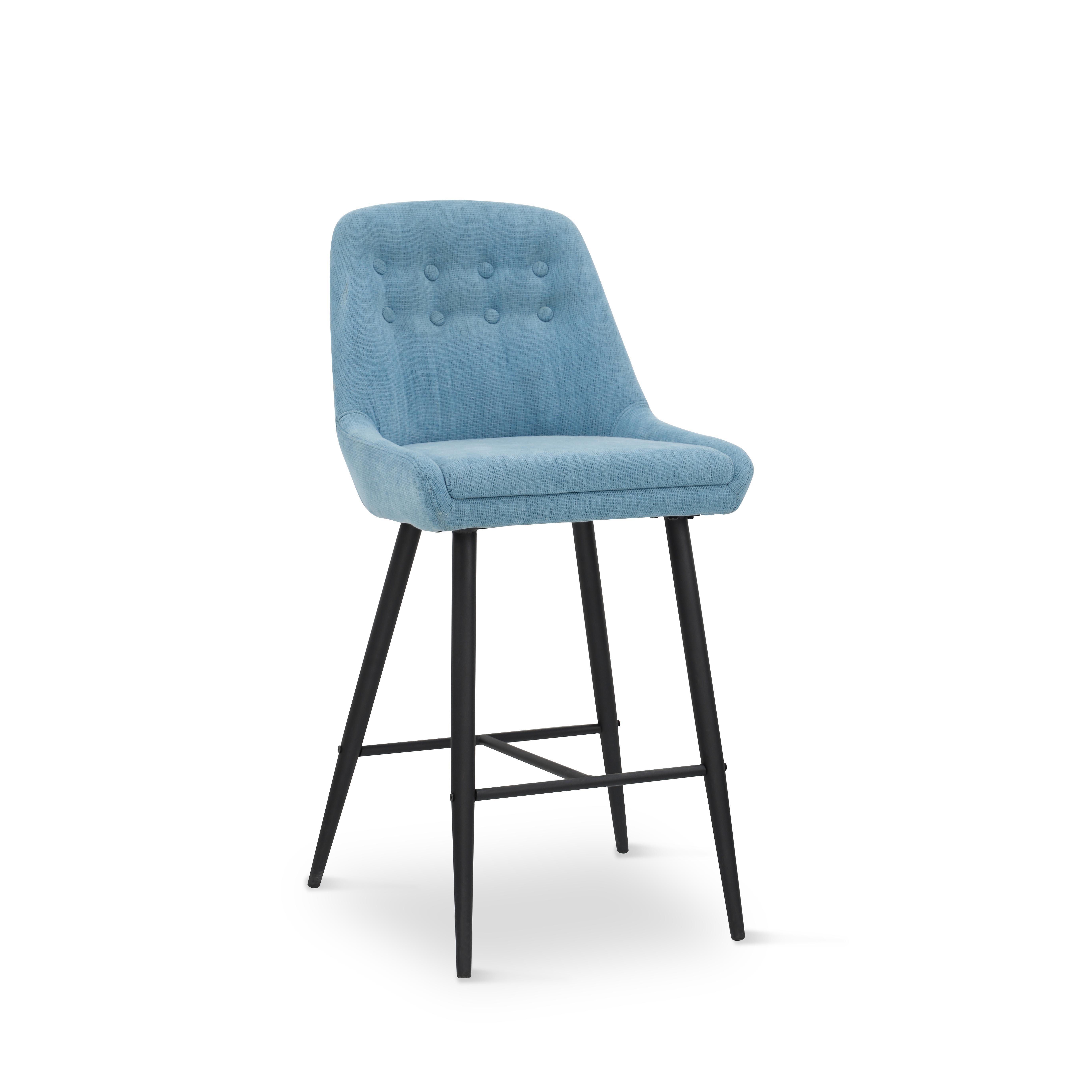 Linen Bar Chair with Black Powder Coated Legs