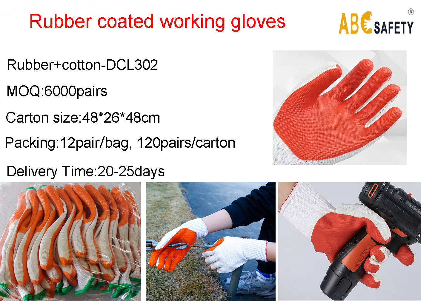 Rubber coated working gloves-ACL302