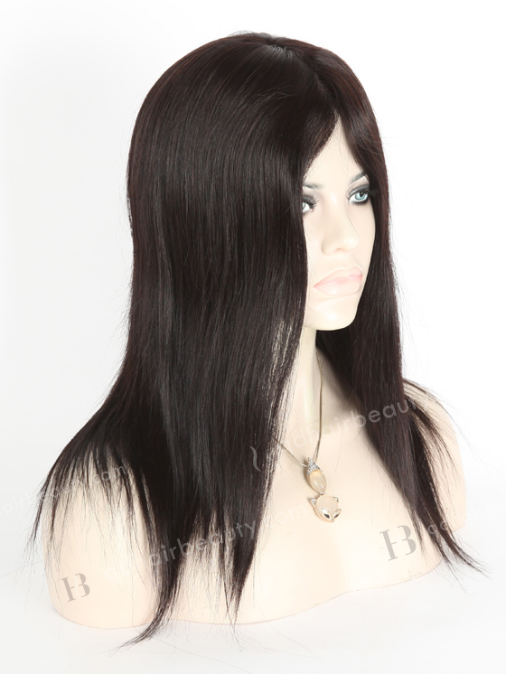 In Stock European Virgin Hair 14" Straight Color 1B# Silk Top Glueless Wig GL-08081