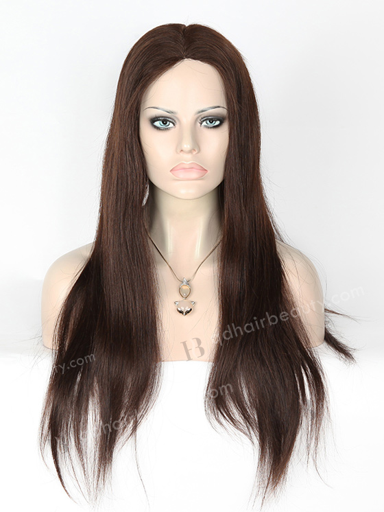In Stock European Virgin Hair 20" Straight 2/3# Evenly Blended Silk Top Glueless Wig GL-08040