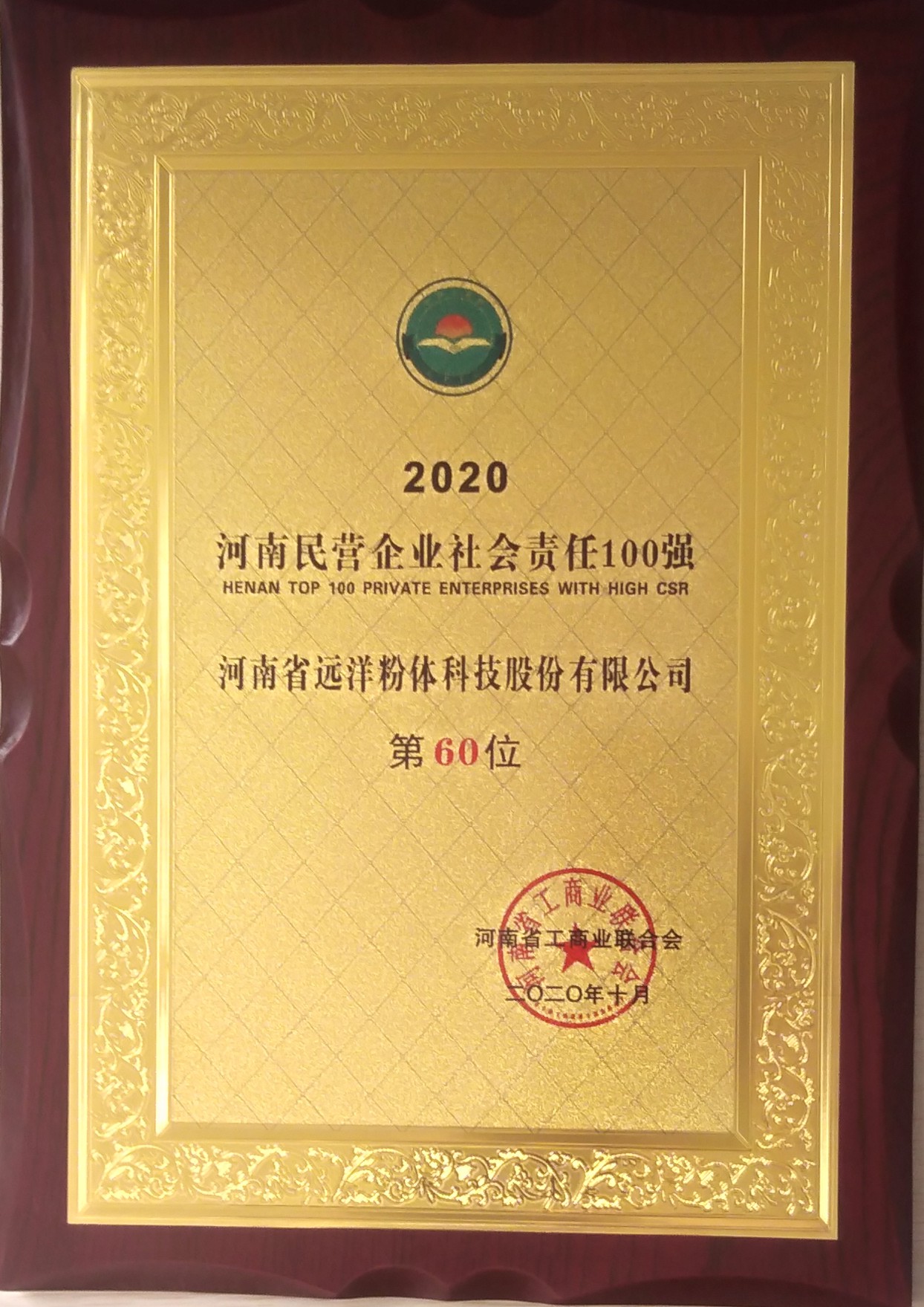 2020年河南省民营企业社会责任100强