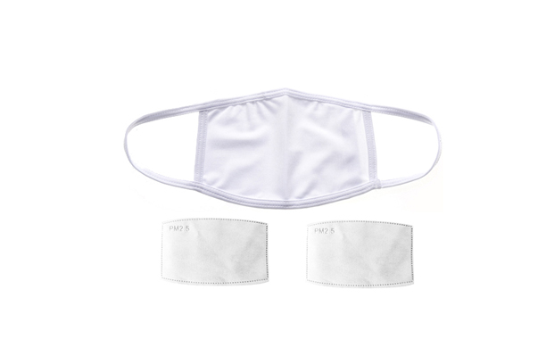 Sublimation Face Mask with Filter Pocket,White,Small