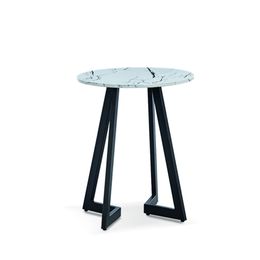 Marble Side Table with Black Powder Coated Legs
