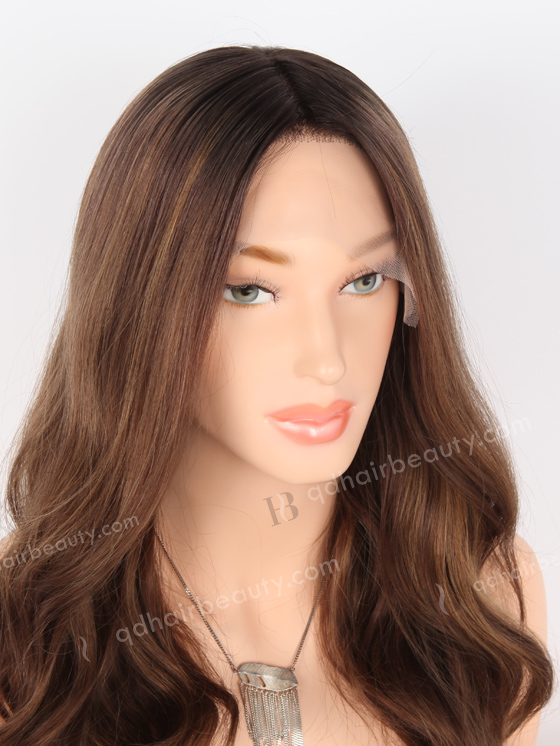 All One Length Beach Wave 10/8# Highlights Roots 2# Color Silk Top Lace Wig WR-ST-057