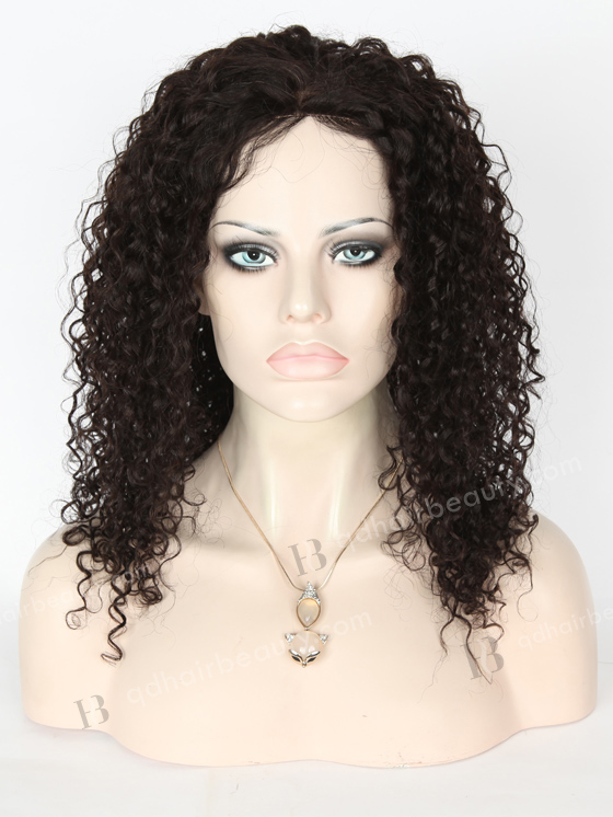 In Stock Chinese Virgin Hair 16" Tight Curl 10mm Natural Color Full Lace Glueless Wig GL-07016