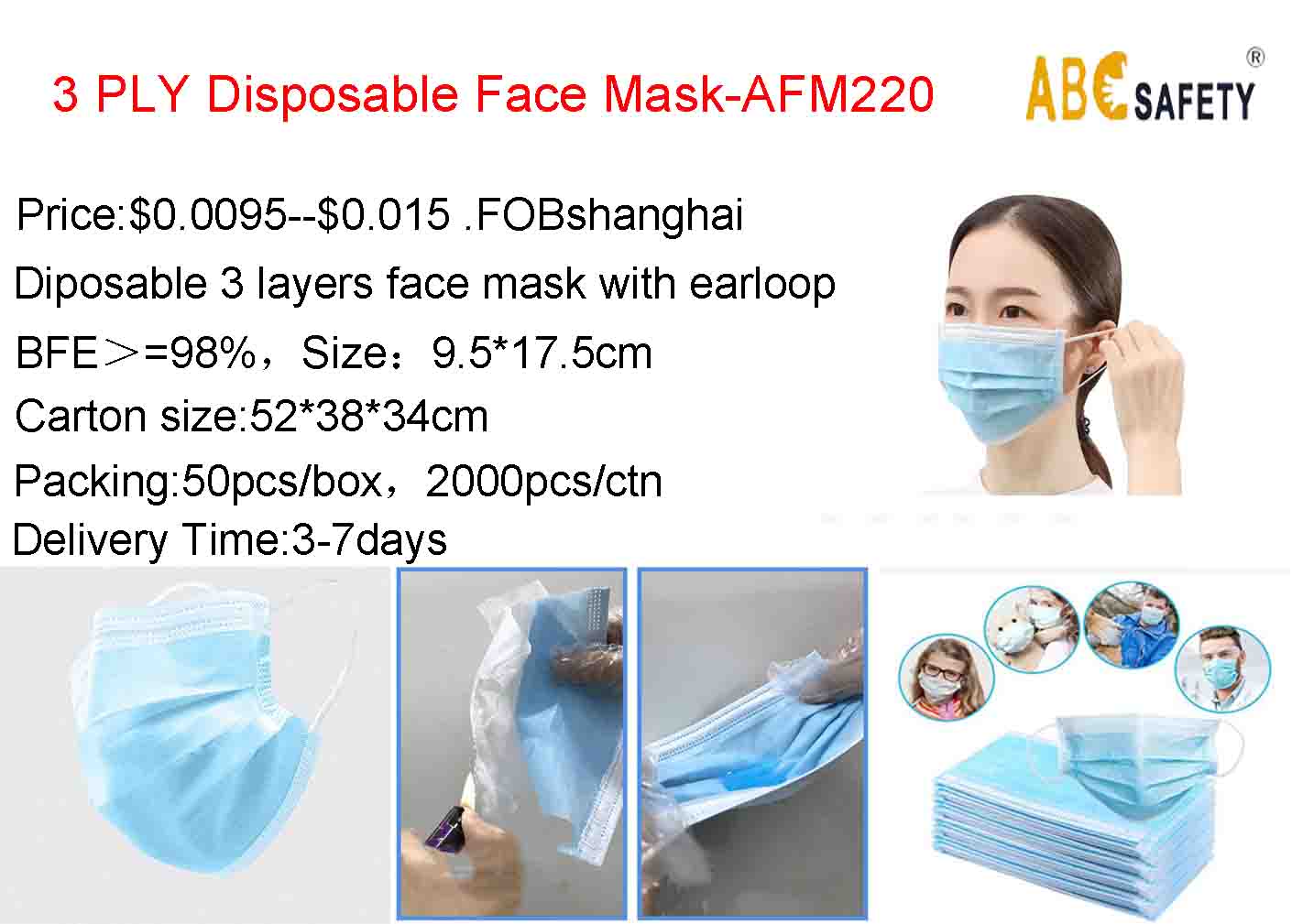 Disposable Flat Face Mask Promotional Price