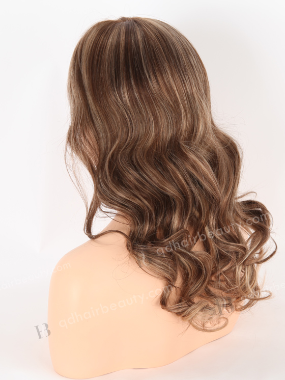 In Stock European Virgin Hair 16" Beach Wave Caramel Latte Color Lace Front Wig RLF-08013