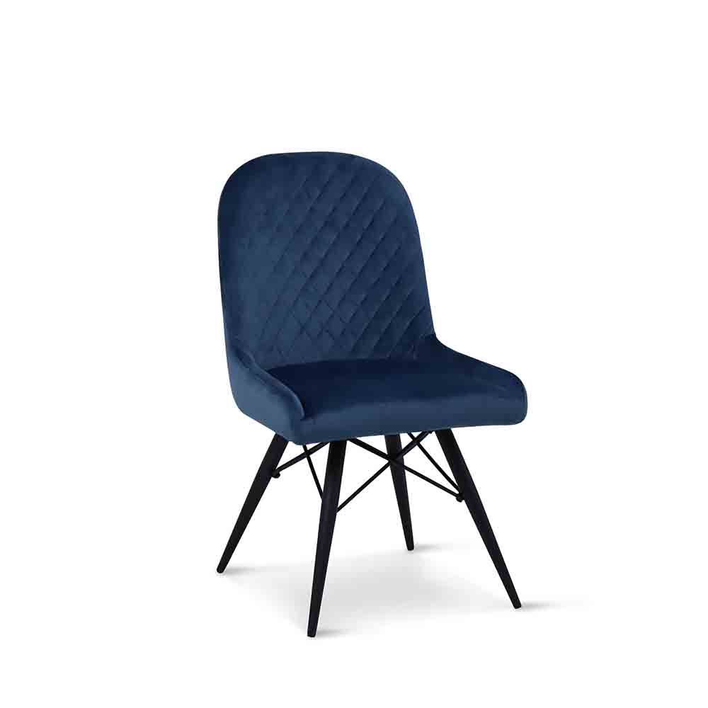 Темно-синий обеденный стул с ножками с черным порошковым покрытием