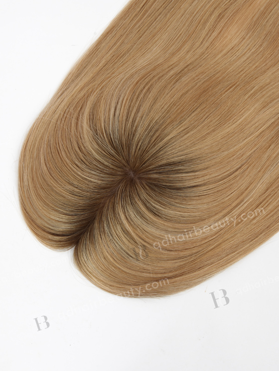 In Stock 5.5"*6.5" European Virgin Hair 16" Straight #8/25/60，Roots #9 Color Silk Top Hair Topper-149