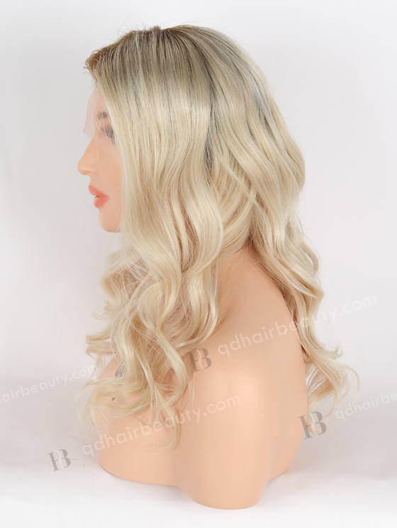 In Stock European Virgin Hair 16" Beach Wave T9#/white Color Lace Front Wig RLF-08028