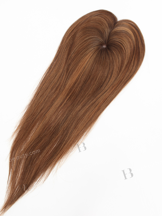 In Stock 2.75"*5.25" European Virgin Hair 16" Straight T3/4# with T3/10# Highlights Color Monofilament Hair Topper-121