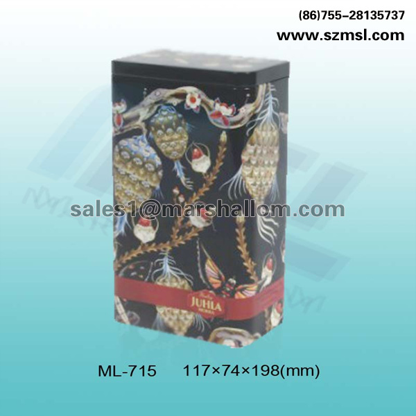 ML-715 Rectangular tin box with inner lid for coffee/tea/power