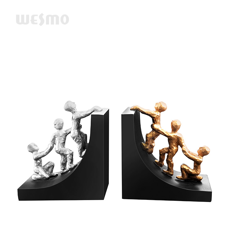 Black and gold resin sculpture climbing kids bookends set tabletop statue figurine resin