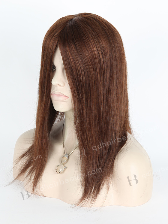 In Stock European Virgin Hair 14" Straight Color 3# with 6# Highlights Silk Top Glueless Wig GL-08078