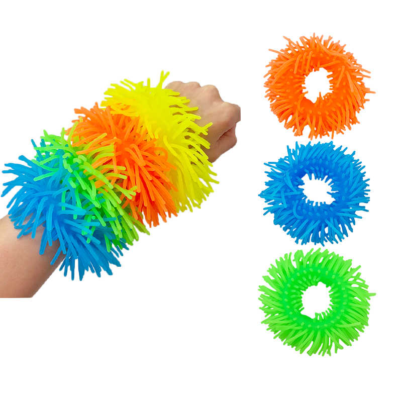 Custom Design OEM & ODM Services Colorful Hairy Stretch Stress Reliever Antistress Fidget Puffer Toys For Kids