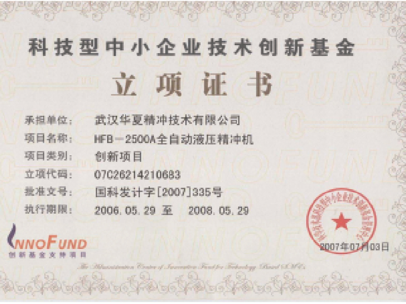 Project certificate
