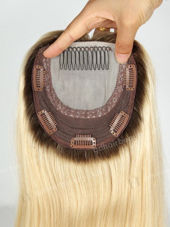 European Virgin Hair 16" One Length Straight T9/613# Color 5.5"×5.5" Silk Top Weft Kosher WR-TC-032