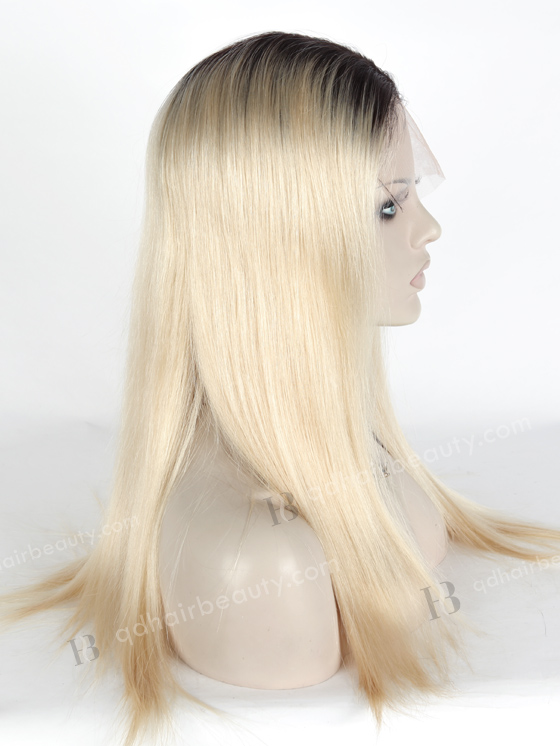 White Color With Dark Root 18'' Fine European Virgin Hair Lace Front Wig WR-CLF-023